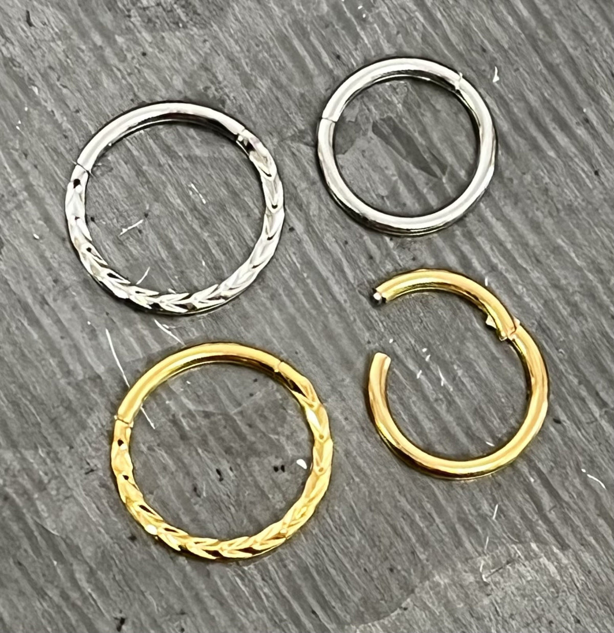 1 Piece Beautiful Chevron Cut Front Hinged Segment Septum Ring - 16g - 10mm & 8mm - Silver and Gold Available!