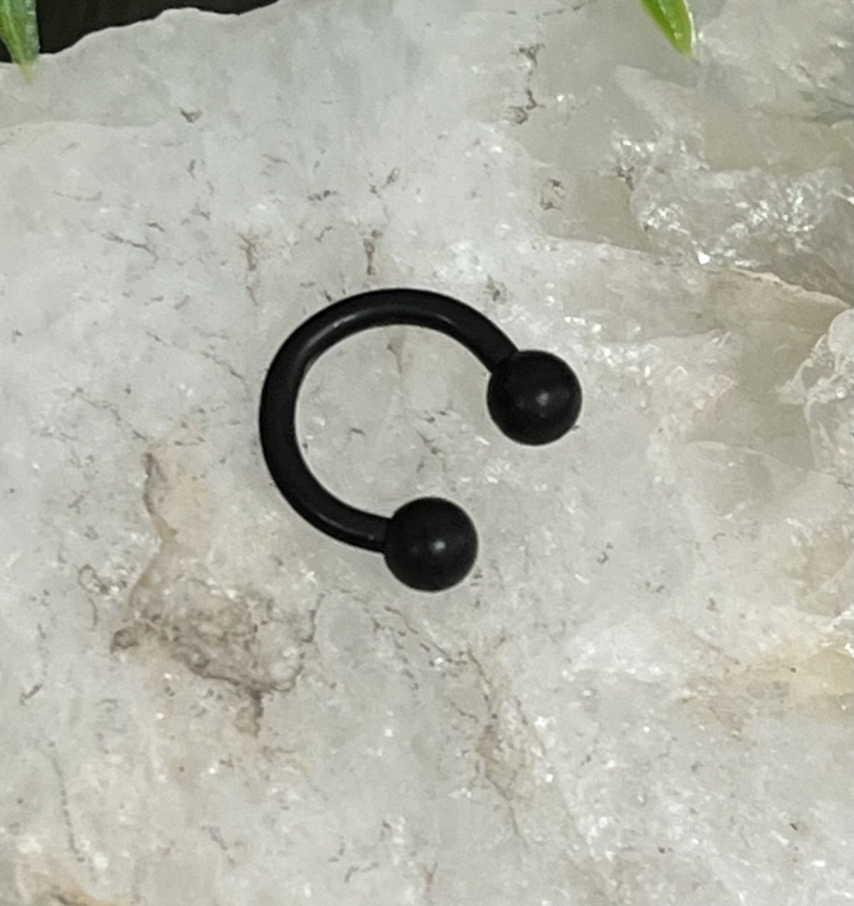 1 Piece Unique Matte Black IP Circular Barbell Horseshoe Ring - 16g, 14g- Internal Diameter 6mm, 8mm, 10mm - Ball Size 3mm or 4mm Available!