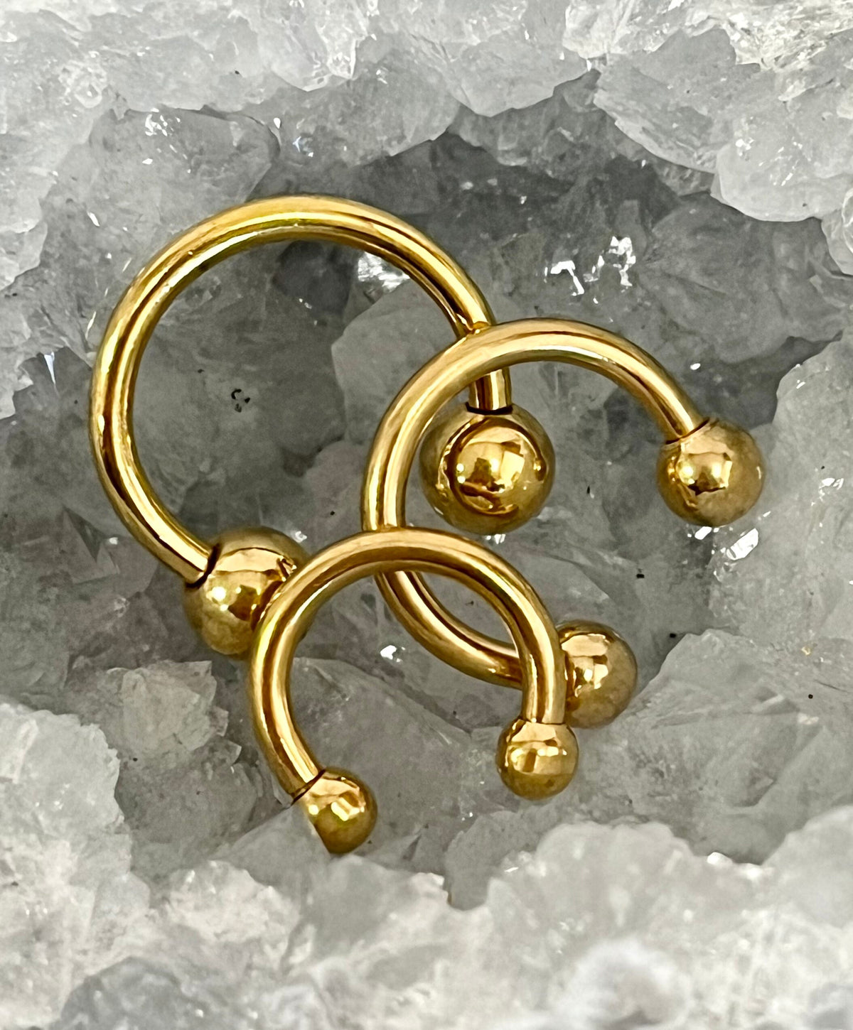 1 Piece Gold Circular Barbell Horseshoe Ring - 18g, 16g, 14g, 12g, 10g, 8g, 6g, 4g 2g with Assorted Internal Diameter and Ball Size!!