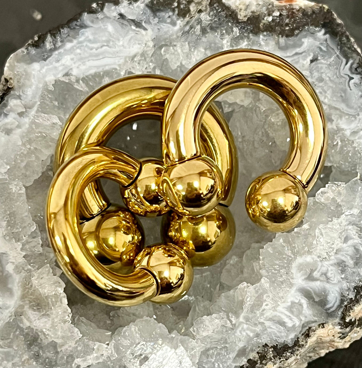 1 Piece Gold Circular Barbell Horseshoe Ring - 18g, 16g, 14g, 12g, 10g, 8g, 6g, 4g 2g with Assorted Internal Diameter and Ball Size!!