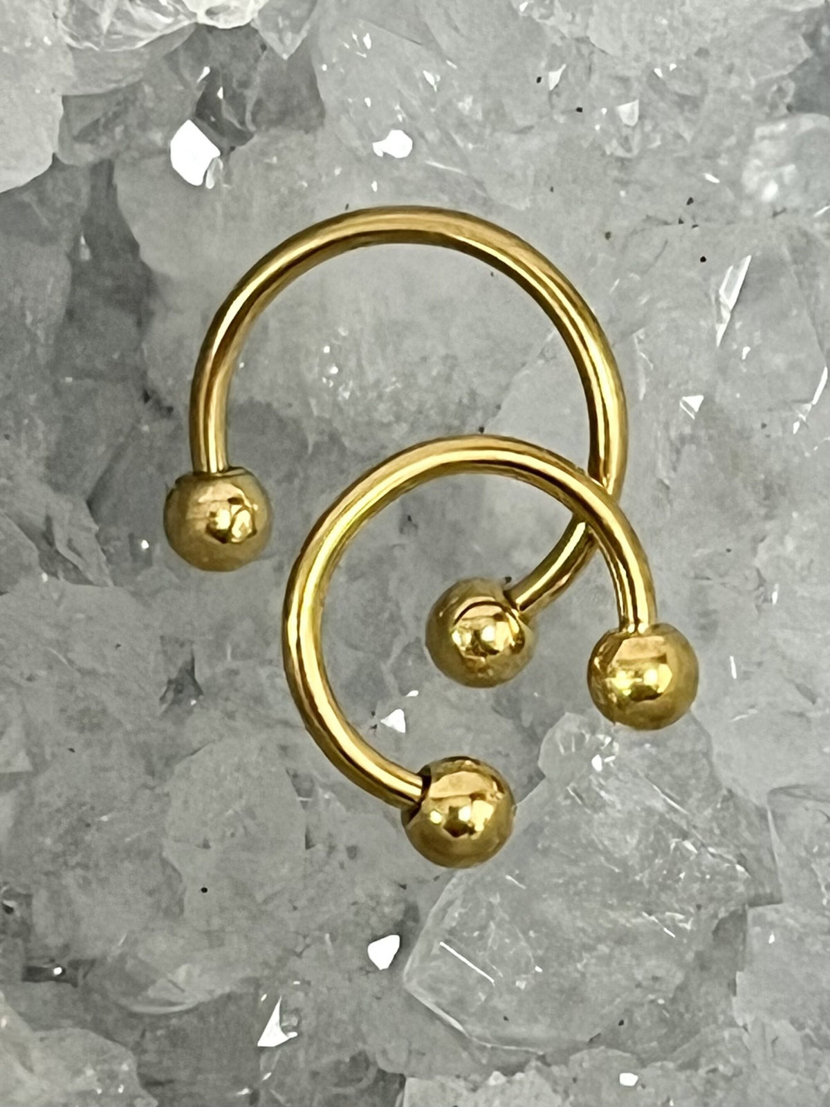 1 Piece Gold Circular Barbell Horseshoe Ring - 18g, 16g, 14g, 12g, 10g, 8g, 6g, 4g 2g with Assorted Internal Diameter and Ball Size!!
