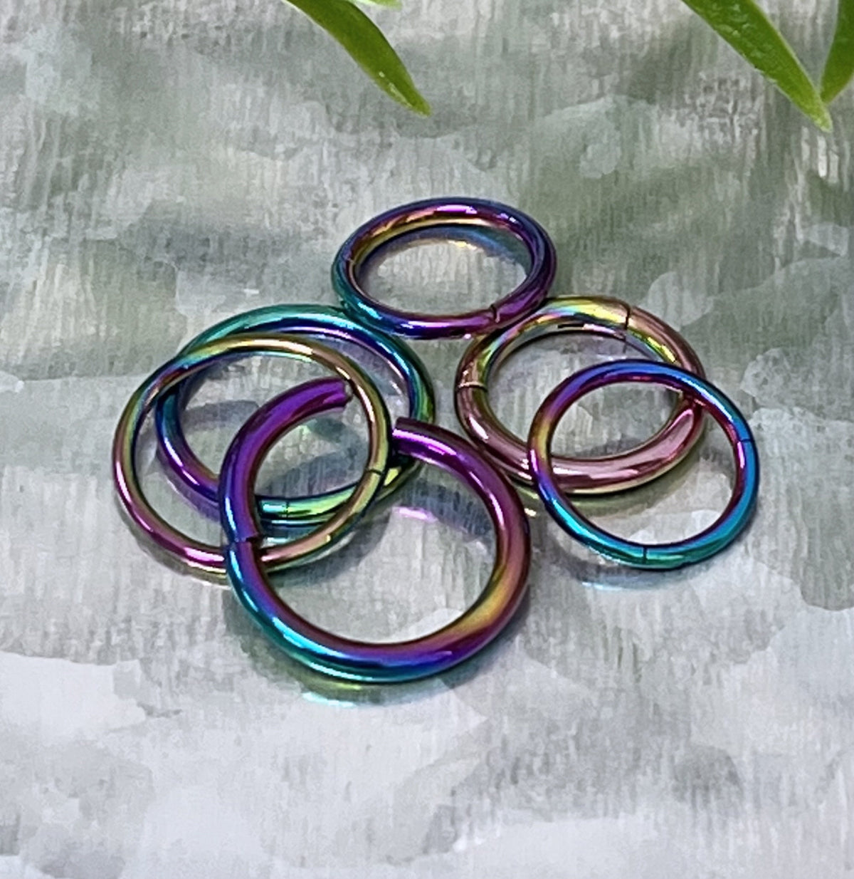 1 Piece Stunning Implant Grade Titanium Hinged Segment Septum Ring - 18g, 16g, 14g -Black, Gold, Rose Gold & Rainbow w/ Assorted Diameters!