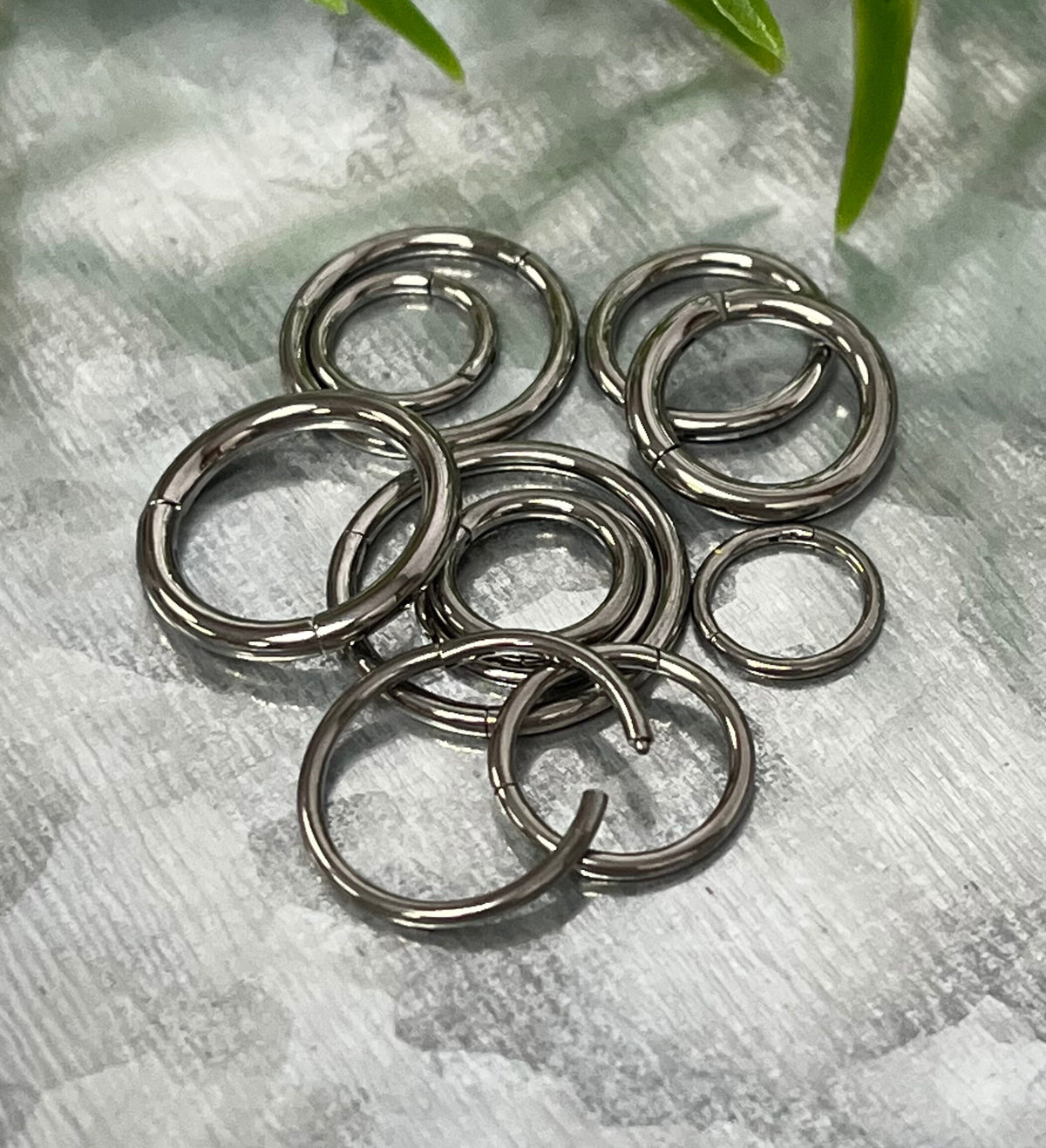 1 Piece Brilliant Implant Grade Titanium Silver Hinged Segment Septum Ring - 20g, 18g, 16g, 14g - Assorted Diameters!(other color available)