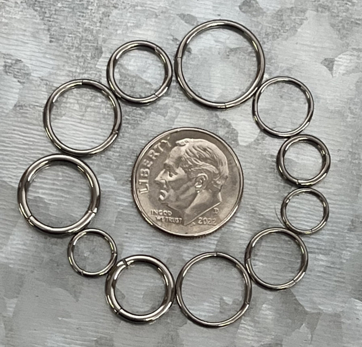 1 Piece Brilliant Implant Grade Titanium Silver Hinged Segment Septum Ring - 20g, 18g, 16g, 14g - Assorted Diameters!(other color available)