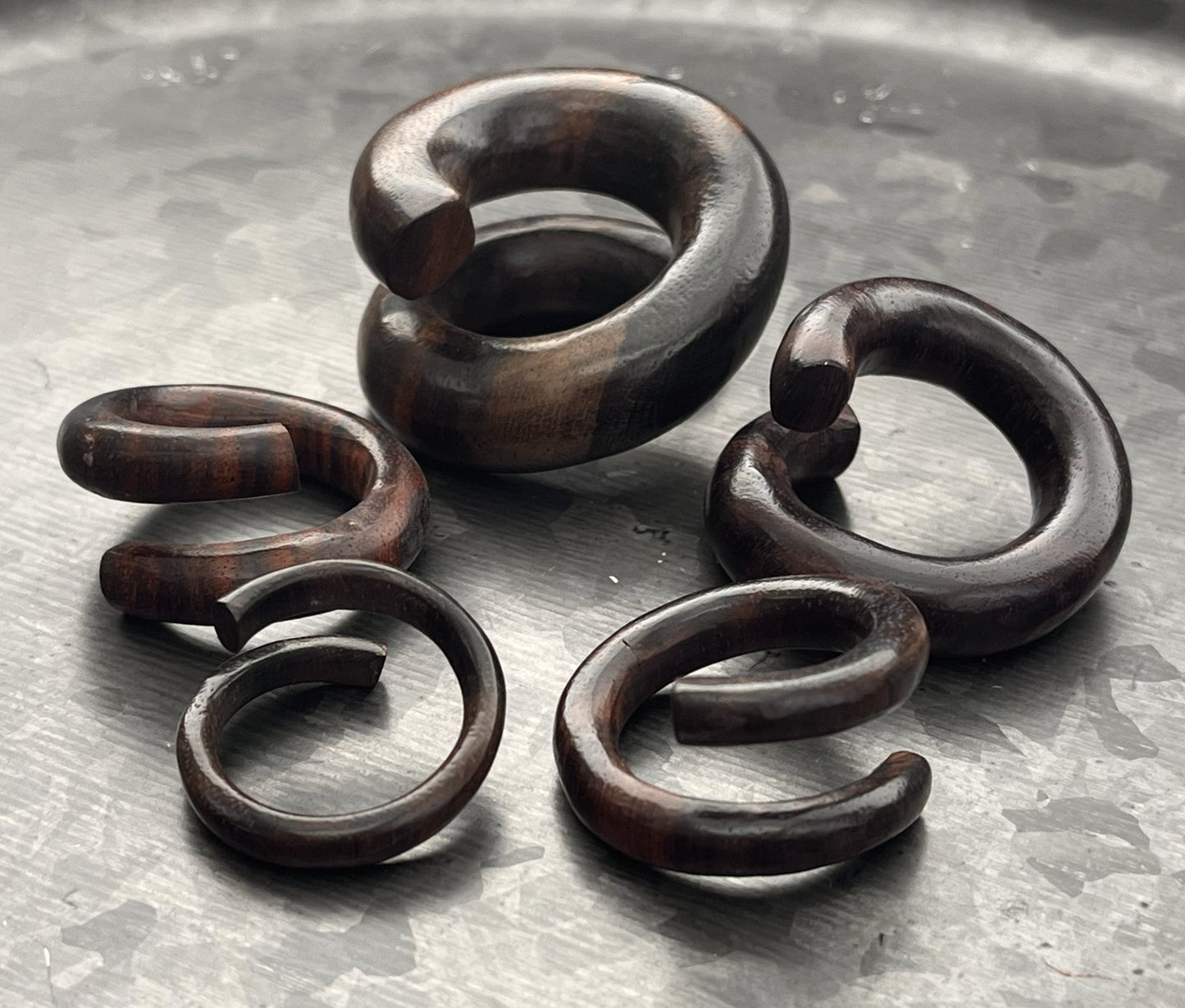 PAIR of Stunning Brown Sono Wood Offset Spiral Organic Plugs - Gauges 6g (4mm) up to 00" (10mm) available!