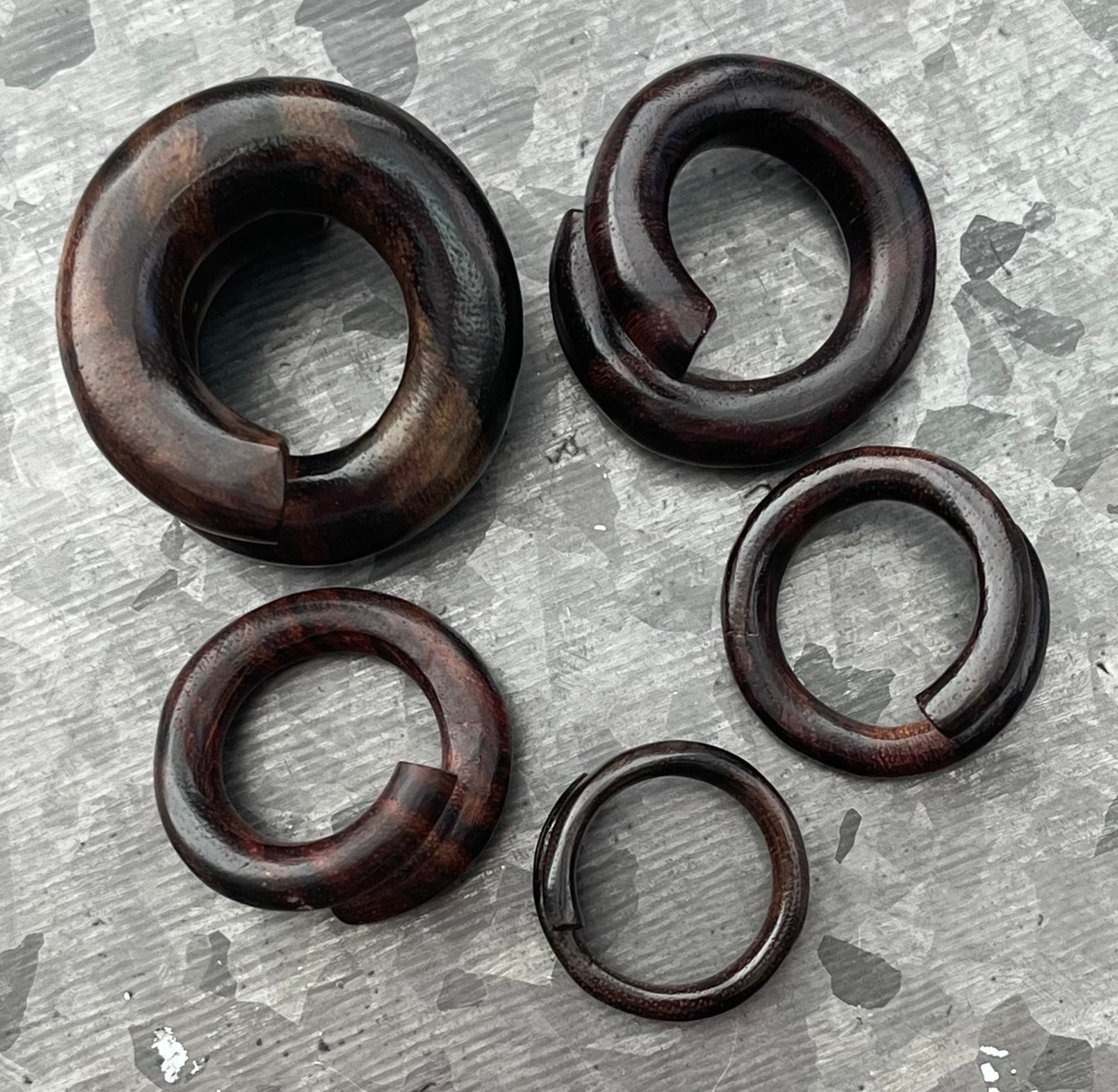 PAIR of Stunning Brown Sono Wood Offset Spiral Organic Plugs - Gauges 6g (4mm) up to 00" (10mm) available!