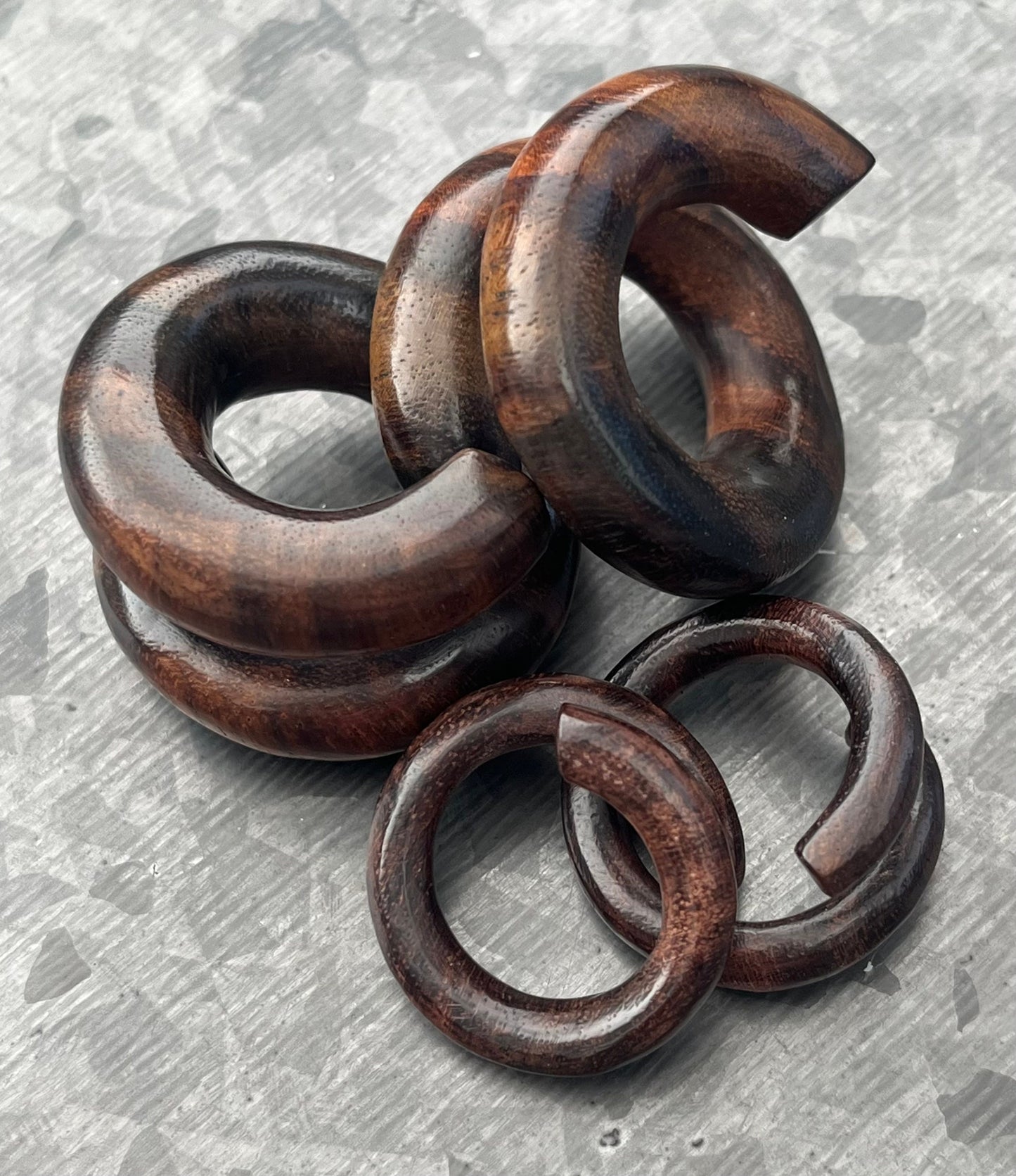 PAIR of Stunning Brown Sono Wood Offset Spiral Organic Plugs - Gauges 6g (4mm) up to 00" (10mm) available!