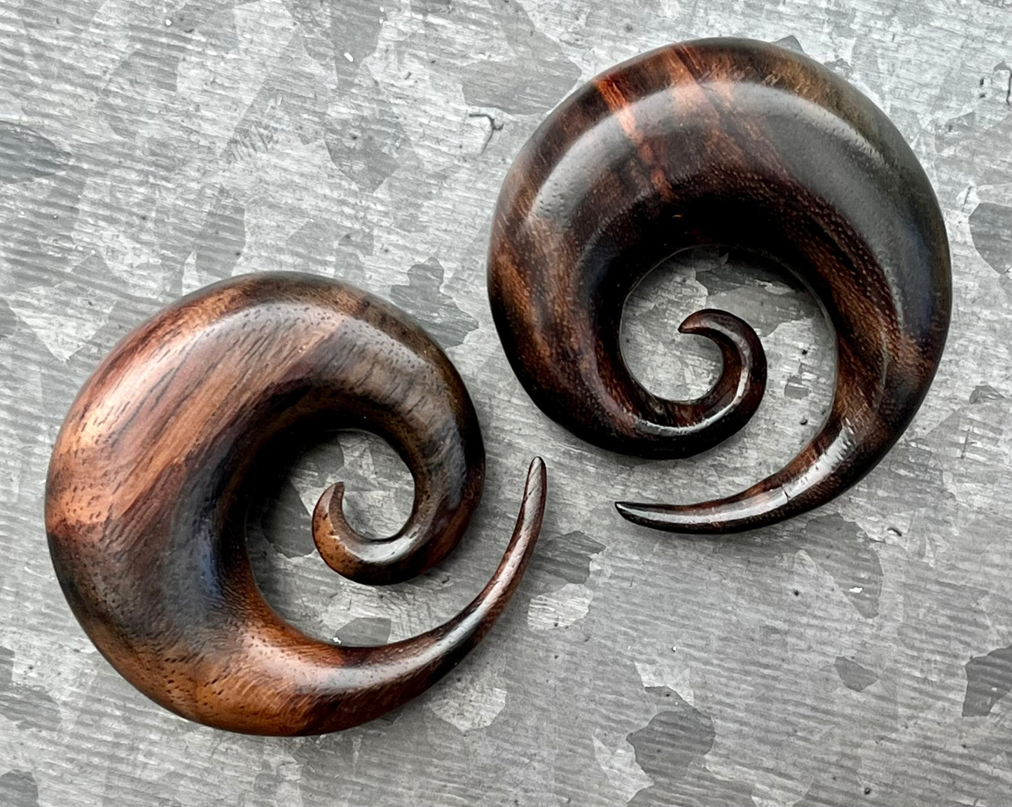 PAIR of Beautiful Brown Sono Wood Spiral Tapers - Gauges 4g (5mm) up to 5/8" (16mm) available!