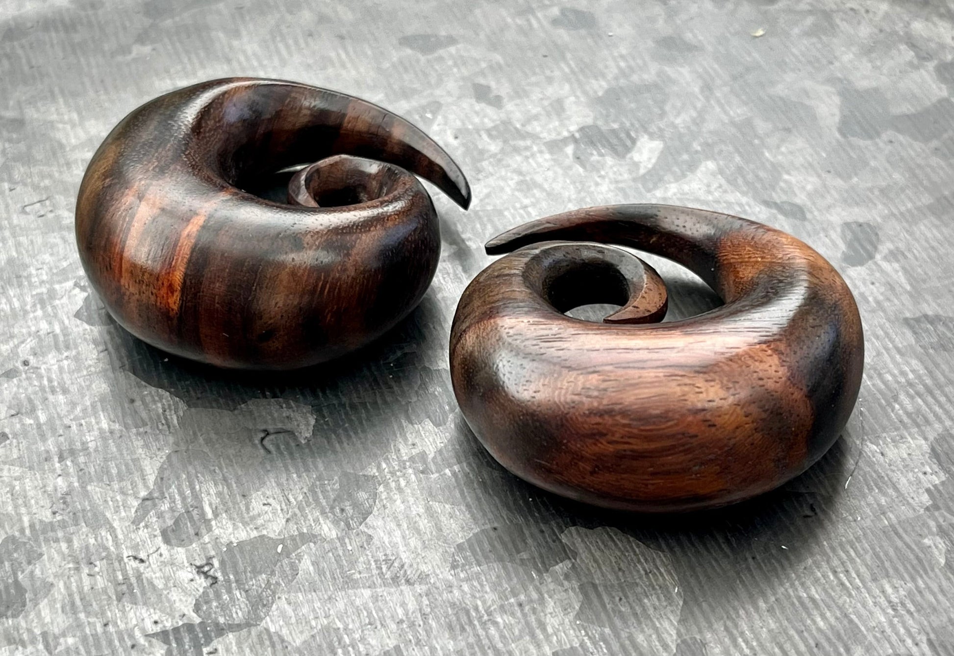 PAIR of Beautiful Brown Sono Wood Spiral Tapers - Gauges 4g (5mm) up to 5/8" (16mm) available!