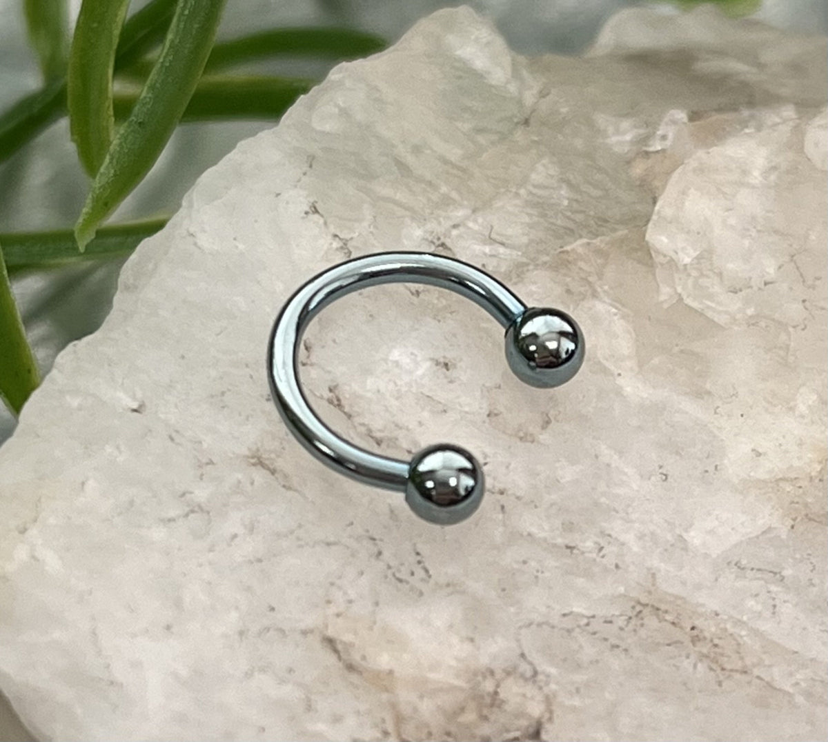 1 Piece Stunning Light Blue Titanium Anodized Circular Barbell Horseshoe Ring - 18g thru 14g with Assorted Internal Diameter and Ball Size!!