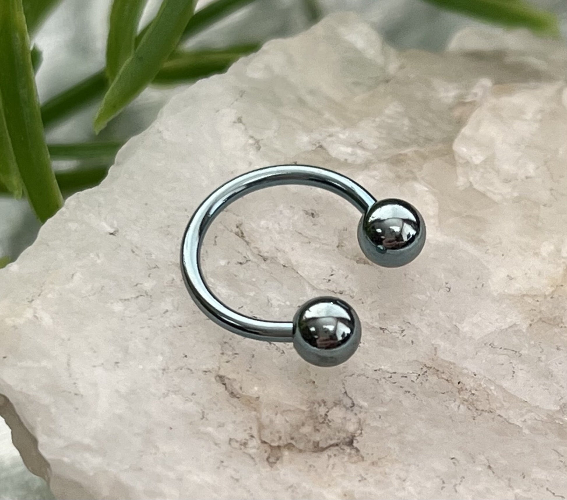 PAIR of Beautiful Light Blue Titanium Anodized Circular Barbell Horseshoe Ring - 18g thru 14g with Assorted Ball Sizes!!