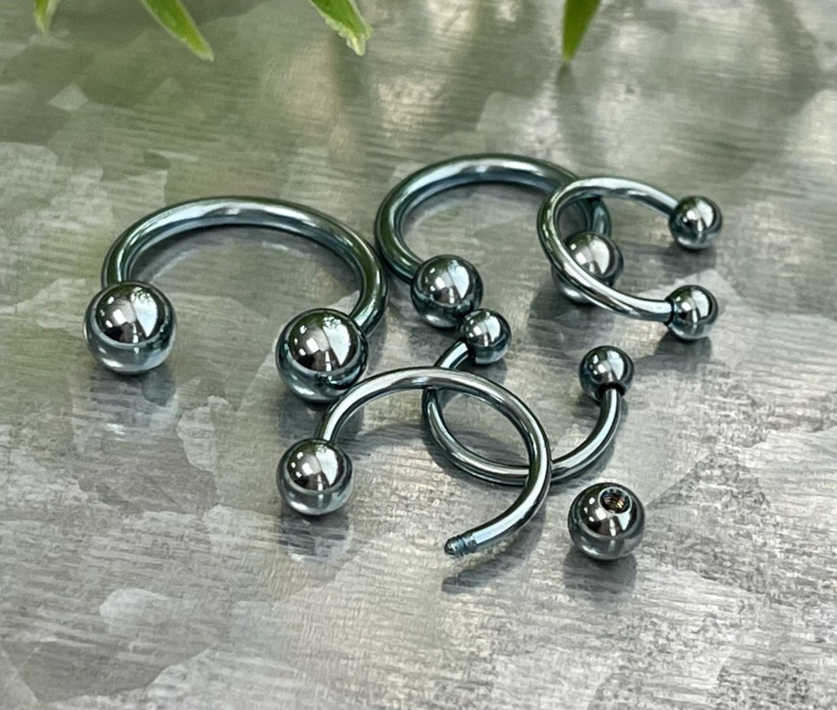 1 Piece Stunning Light Blue Titanium Anodized Circular Barbell Horseshoe Ring - 18g thru 14g with Assorted Internal Diameter and Ball Size!!