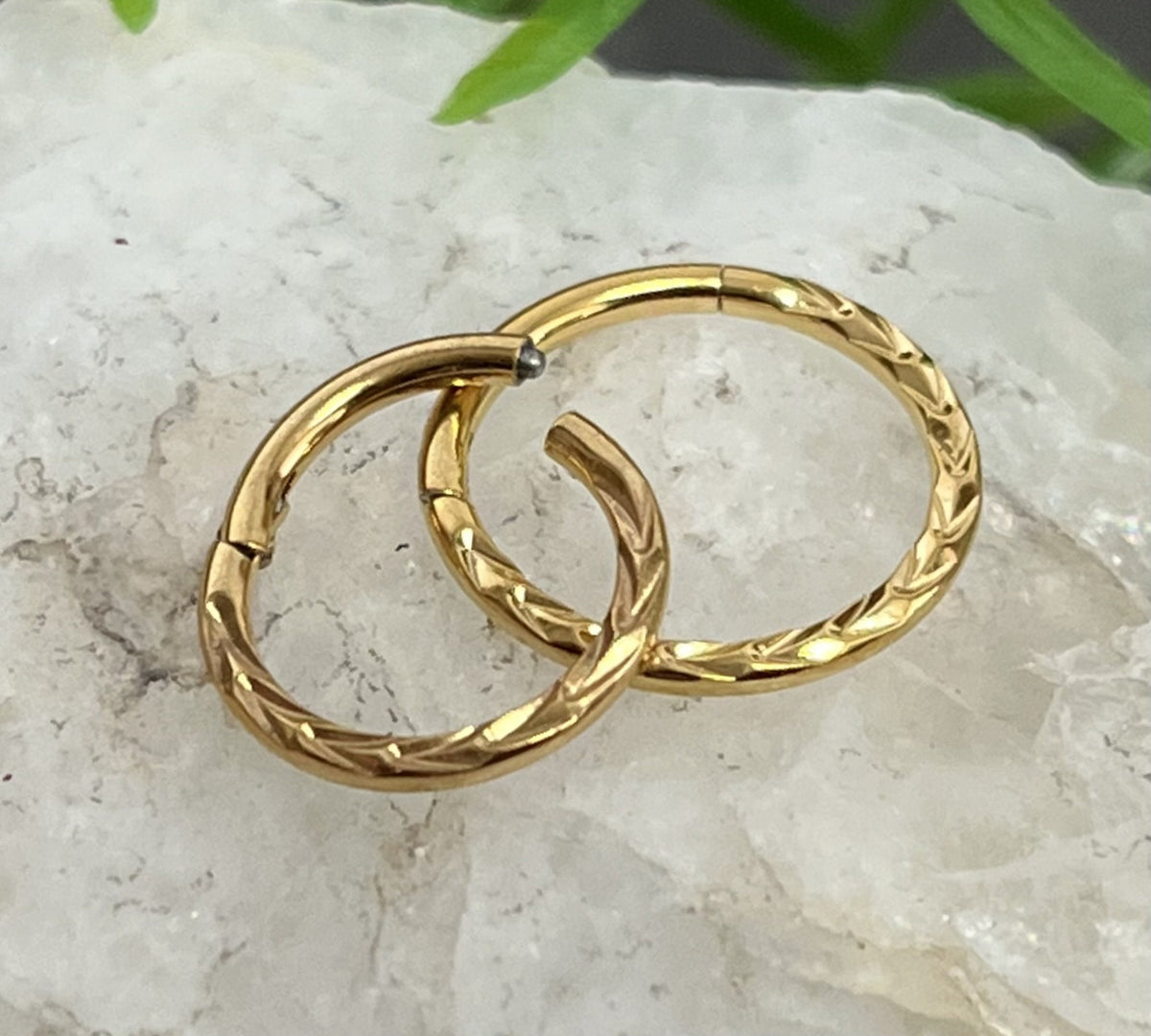 1 Piece Beautiful Chevron Cut Front Hinged Segment Septum Ring - 16g - 10mm & 8mm - Silver and Gold Available!