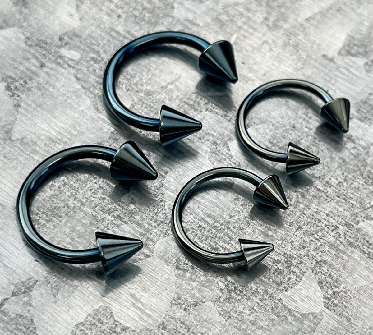 1 Piece Stunning Titanium Spiked Barbell Horseshoe Ring - 16g thru 12g - OTHER Colors Available in our listings!