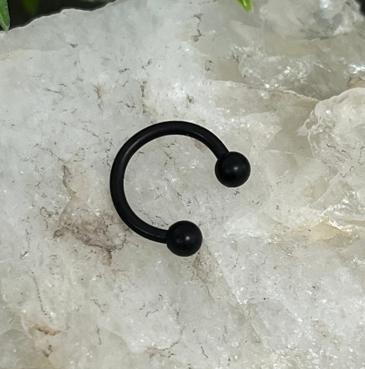 1 Piece Unique Matte Black IP Circular Barbell Horseshoe Ring - 16g, 14g- Internal Diameter 6mm, 8mm, 10mm - Ball Size 3mm or 4mm Available!