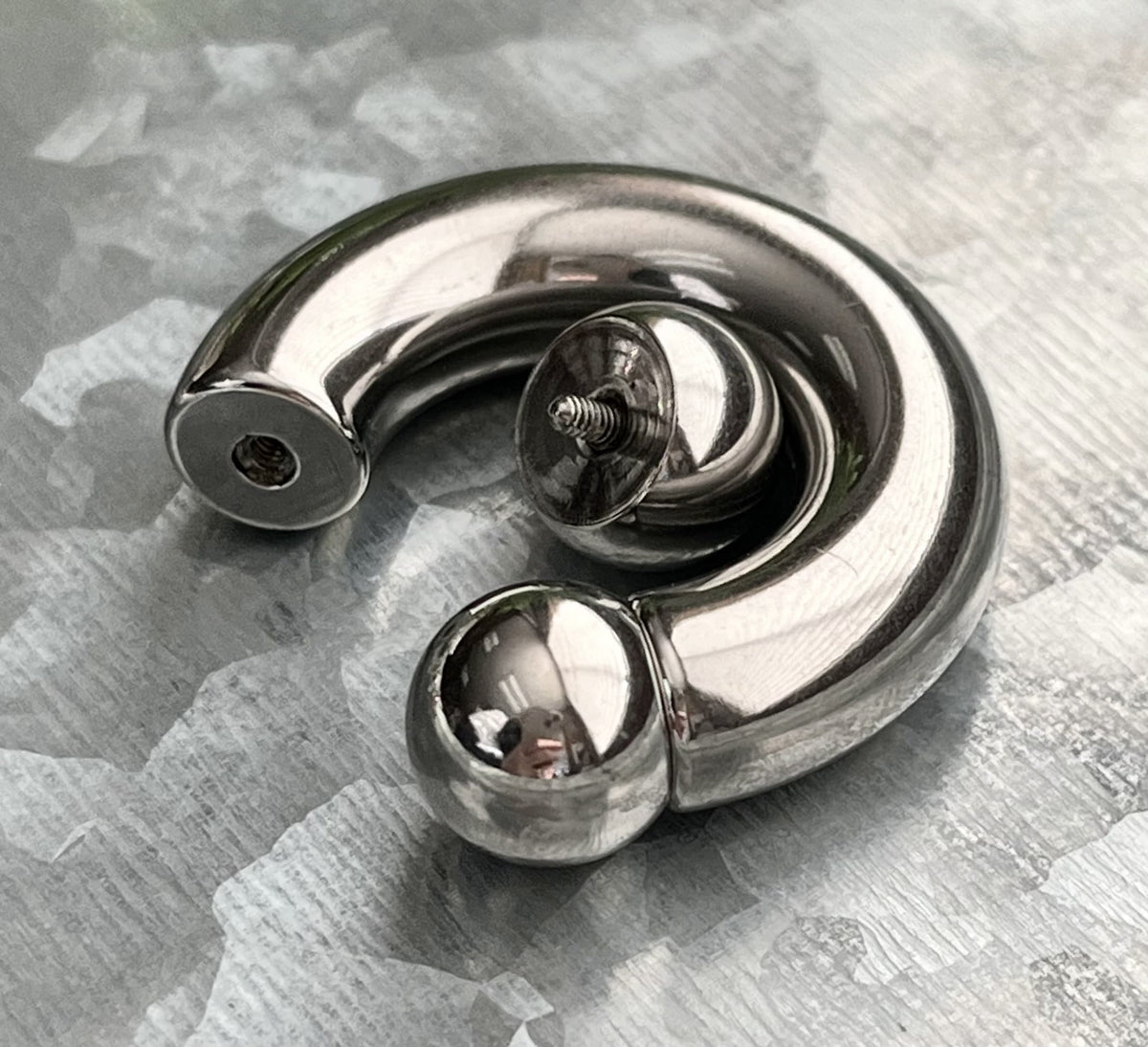 1 Piece Steel Circular Barbell Horseshoe Ring - 16g, 14g, 12g, 10g, 8g, 6g, 4g 2g, 0g, 00g with Assorted Internal Diameter and Ball Size!!
