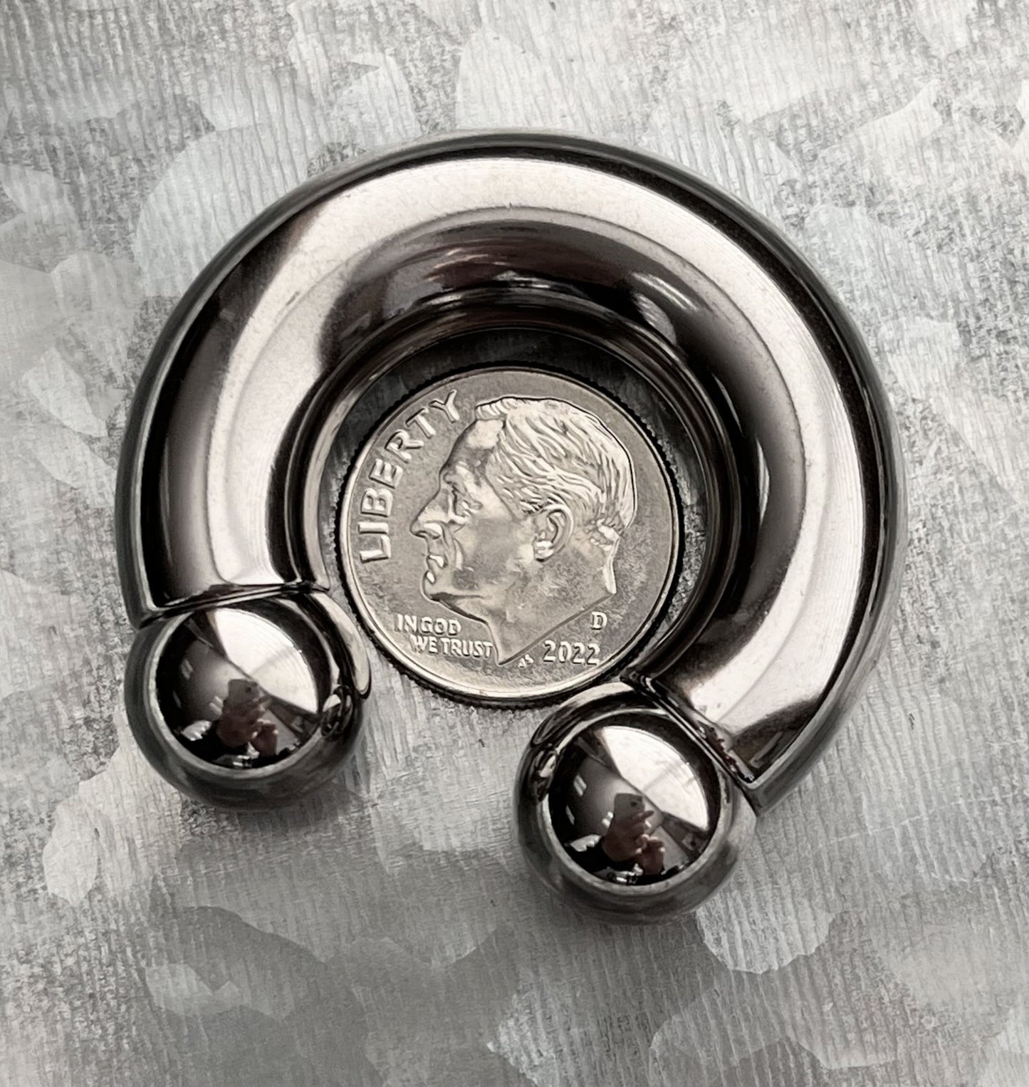 1 Piece Externally Threaded Steel Circular Barbell Horseshoe with Ball Ring - 18g thru 2g with Assorted Internal Diameter and Ball Size!!