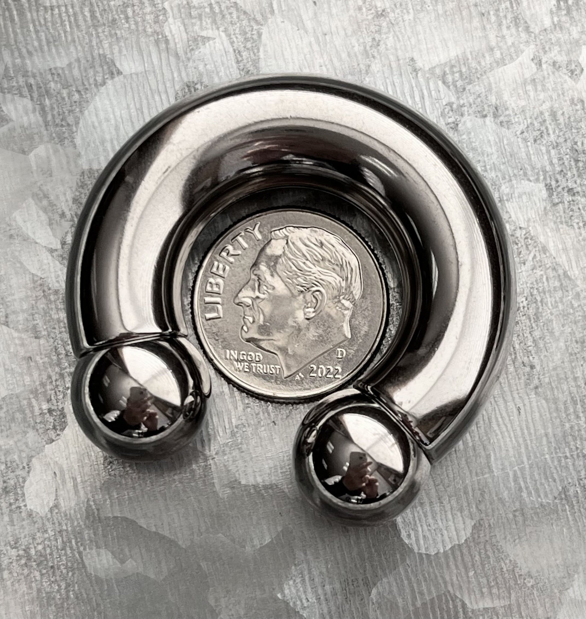1 Piece Externally Threaded Steel Circular Barbell Horseshoe with Ball Ring - 18g thru 2g with Assorted Internal Diameter and Ball Size!!