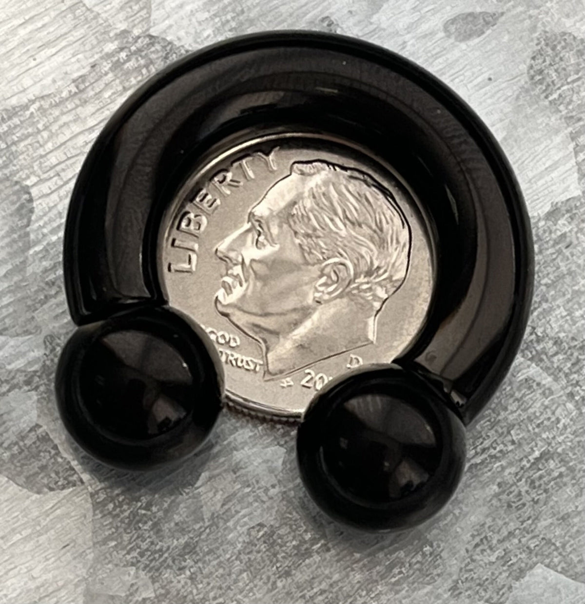 1 Piece Striking Black Titanium Anodized Circular Barbell Horseshoe Ring - 18g thru 2g with Assorted Internal Diameter and Ball Size!!