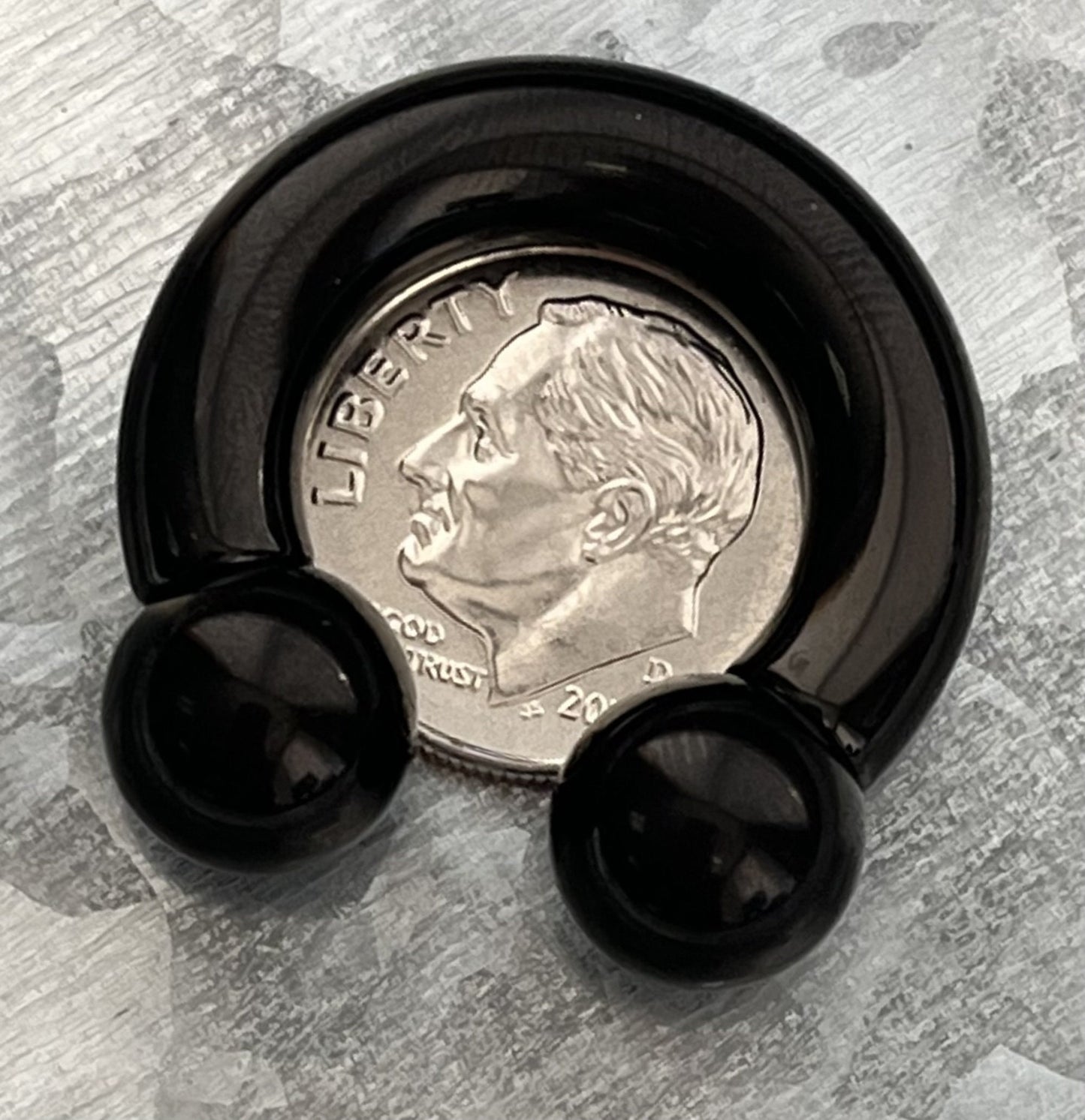 PAIR of Stunning Black Titanium Anodized Circular Barbell Horseshoe Ring - 18g thru 2g and Assorted Ball Size!!