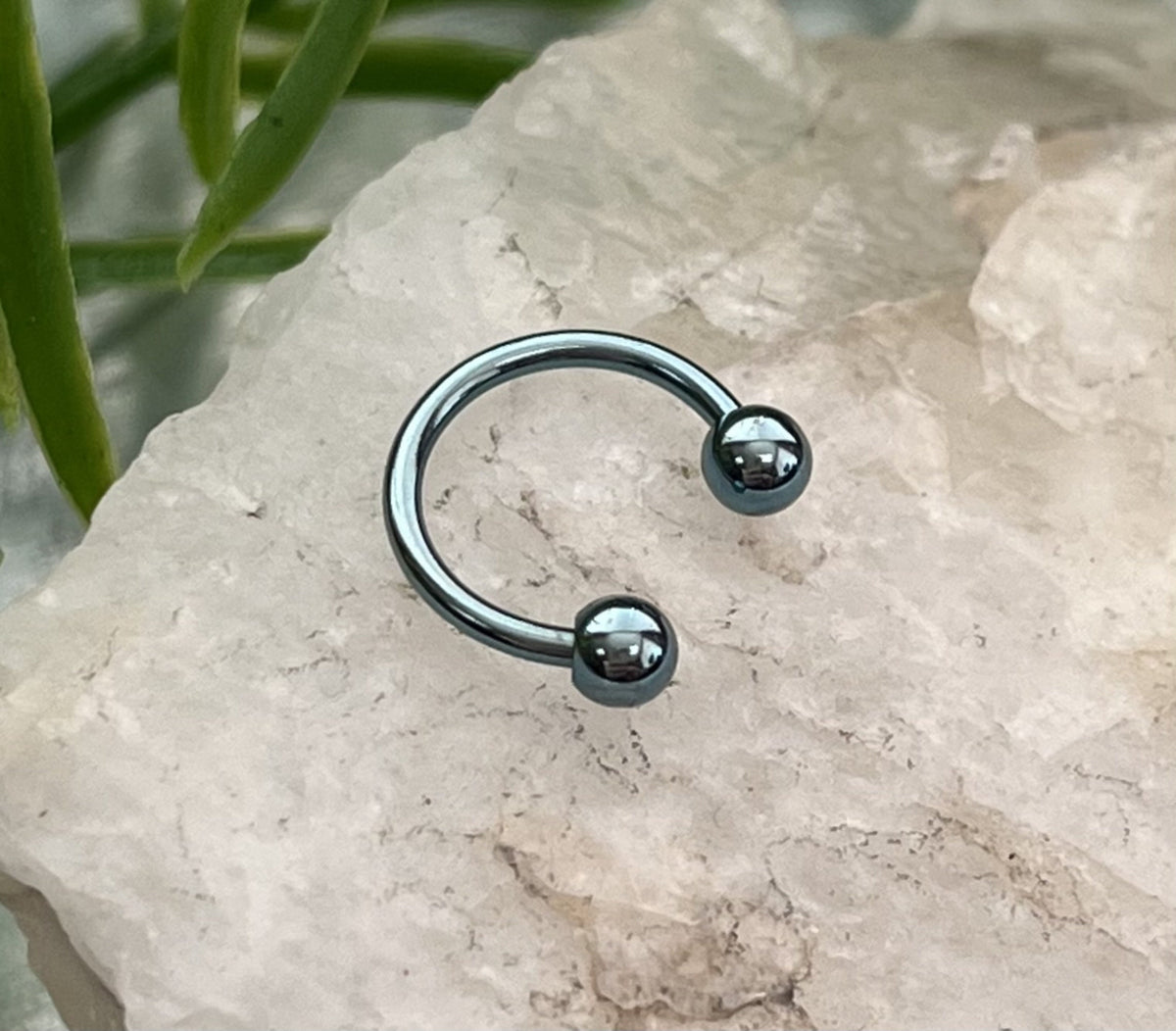 1 Piece Stunning Light Blue Titanium Anodized Circular Barbell Horseshoe Ring - 18g thru 14g with Assorted Internal Diameter and Ball Size!!