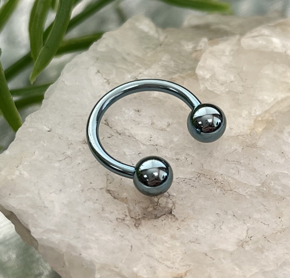 1 Piece Stunning Light Blue Titanium Anodized Circular Barbell Horseshoe Ring - 18g thru 14g with Assorted Internal Diameter and Ball Size!!