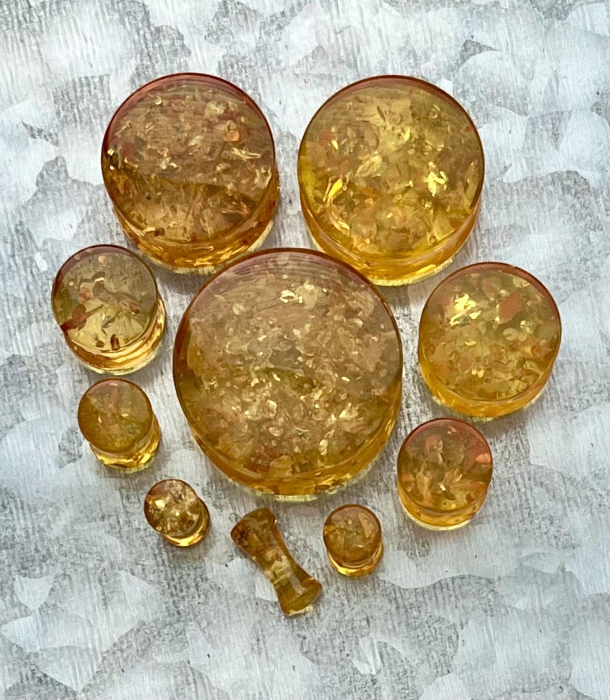 PAIR of Beautiful Acrylic Amber Saddle Double Flare Plug - Gauges 6g (4mm) through 1" (25mm) available!
