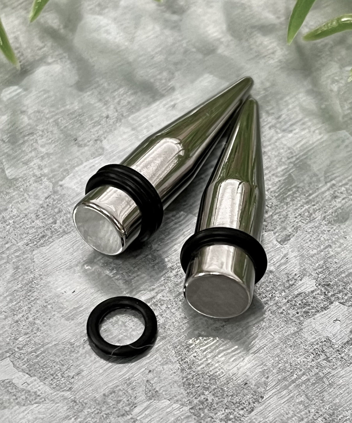 PAIR of Stunning Stainless Steel Straight Tapers Expanders with O-Rings - Gauges 14g (1.6mm) thru 0g (8mm) available!