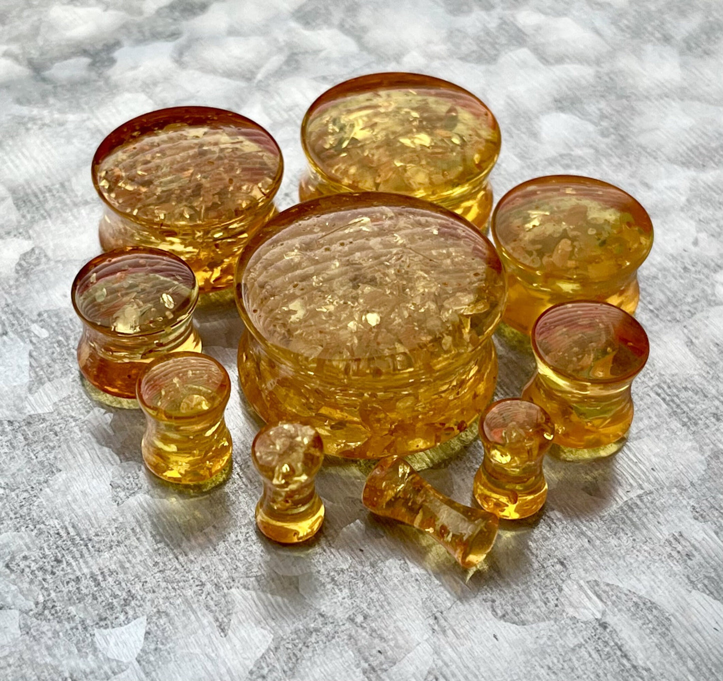 PAIR of Beautiful Acrylic Amber Saddle Double Flare Plug - Gauges 6g (4mm) through 1" (25mm) available!