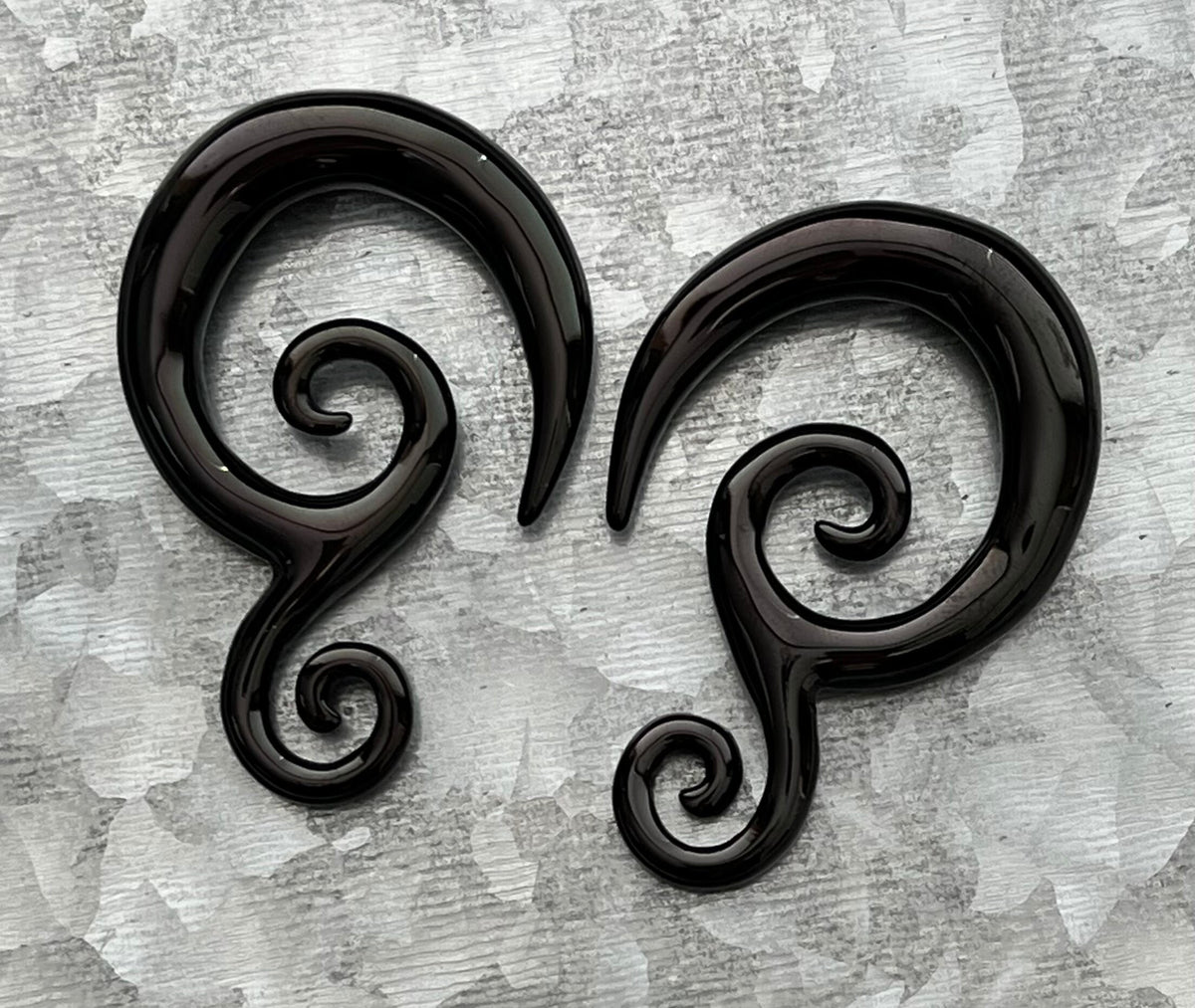PAIR of Black Double Swirl 316L Surgical Steel Hanging Tapers Expanders - Gauges 14g (1.6mm) thru 0g (8mm) Available!