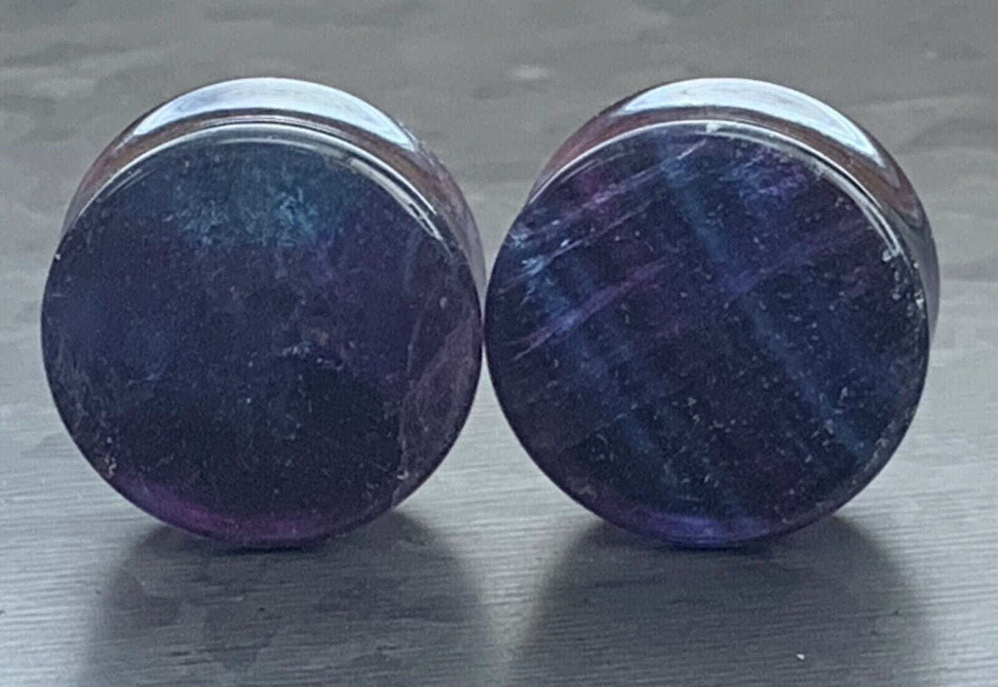 PAIR of 1" (25mm) Unique Rainbow Fluorite Stone Plugs - You Choose Your Exact Pair!