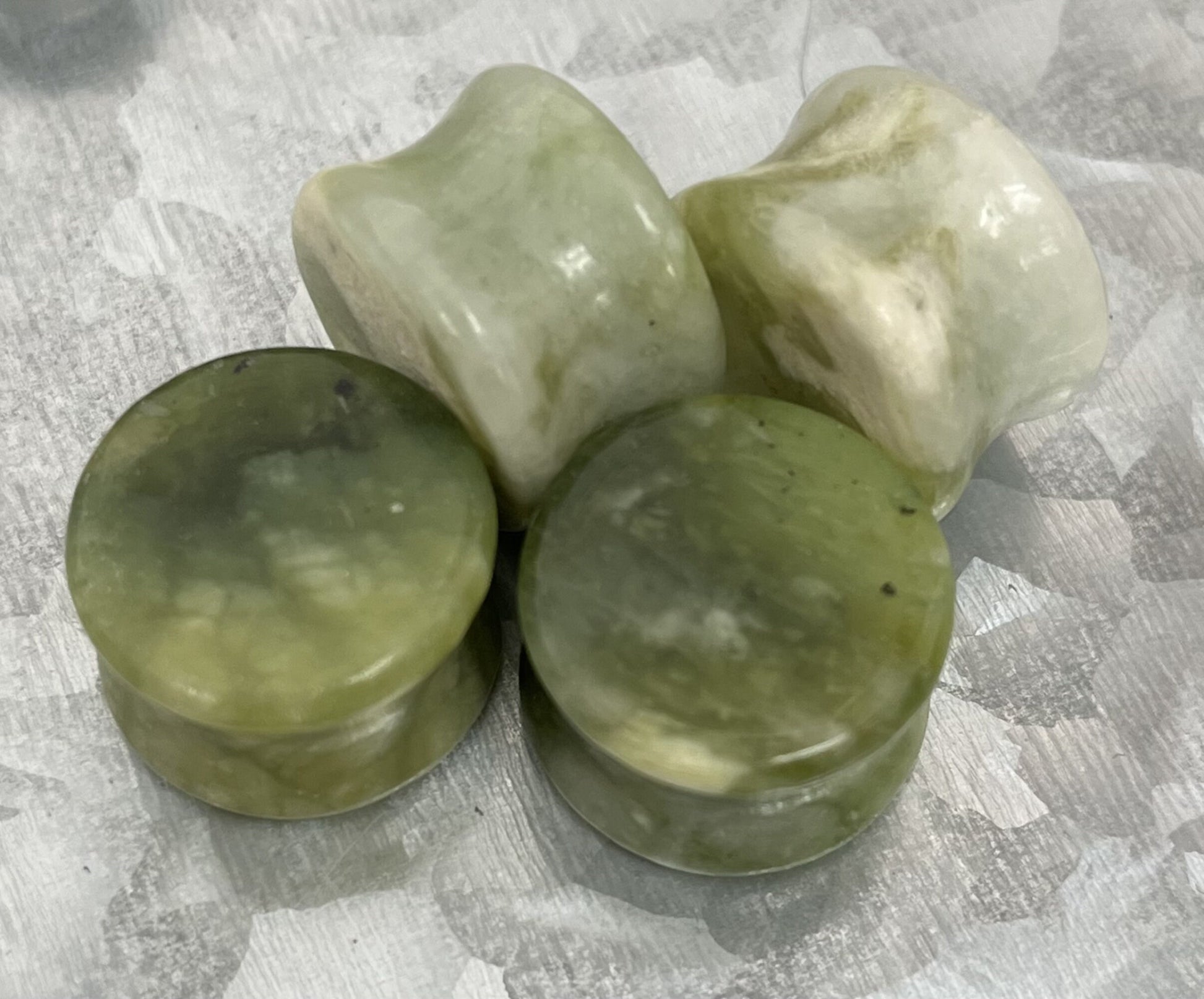 PAIR of Unique Natural South Jade Organic Stone Plugs - Gauges 4g (5mm) up to 1" (25mm) available!