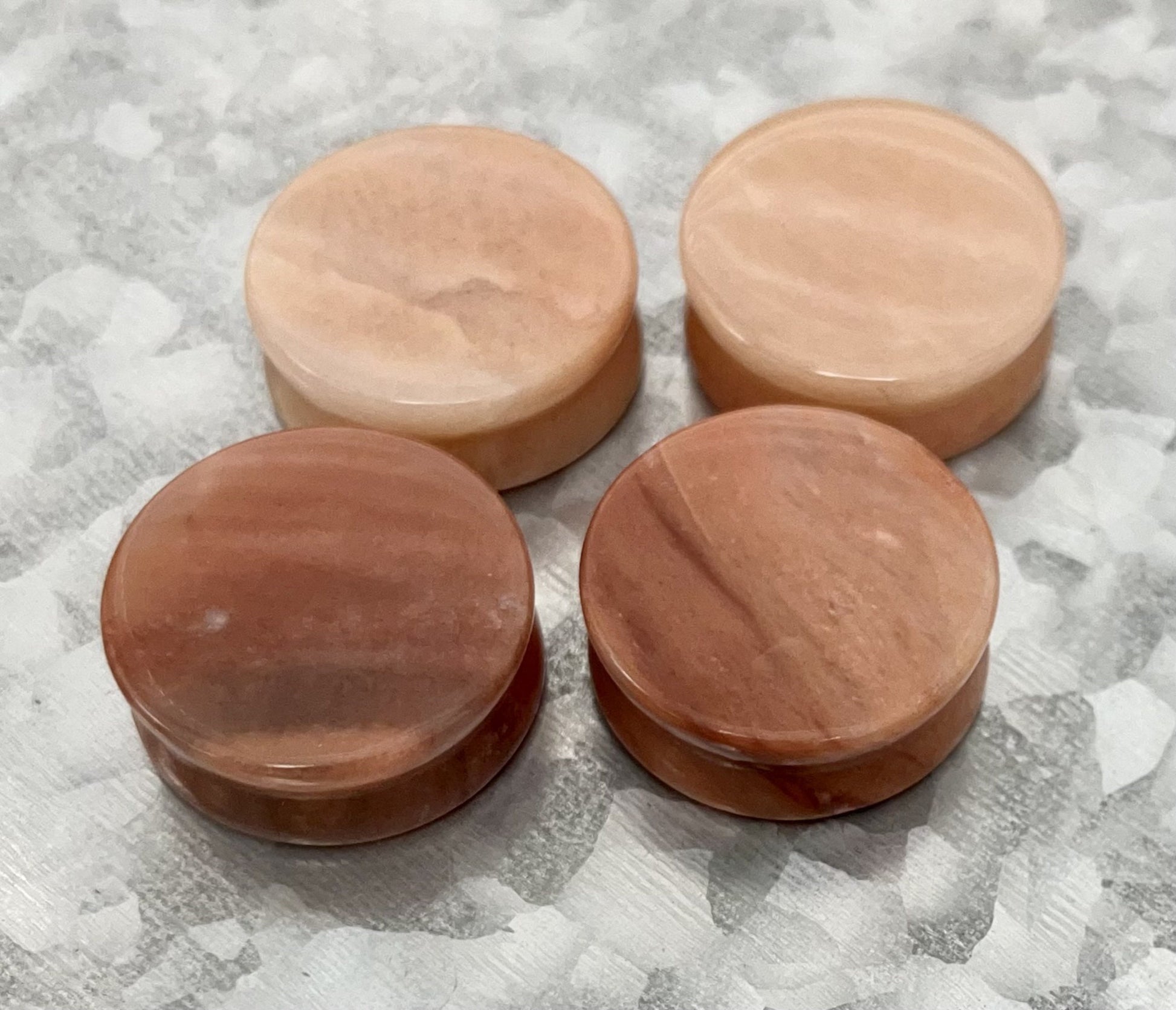 PAIR of Unique Peach Jade Natural Double Flare Stone Plugs - Gauges 8g (3.2mm) thru 1" (25mm) available!