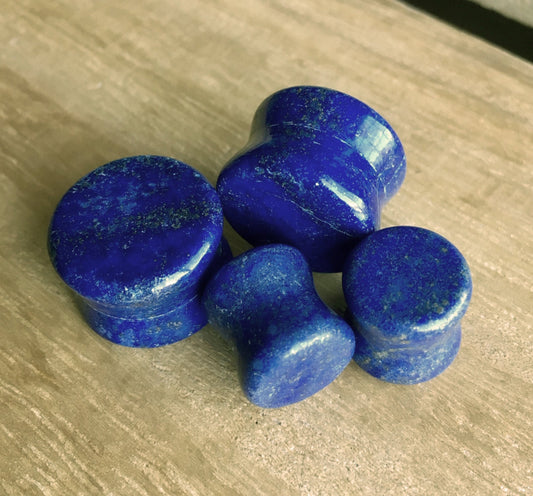 PAIR of Stunning Lapis Lazuli Organic Stone Plugs - only 14mm (9/16") left!