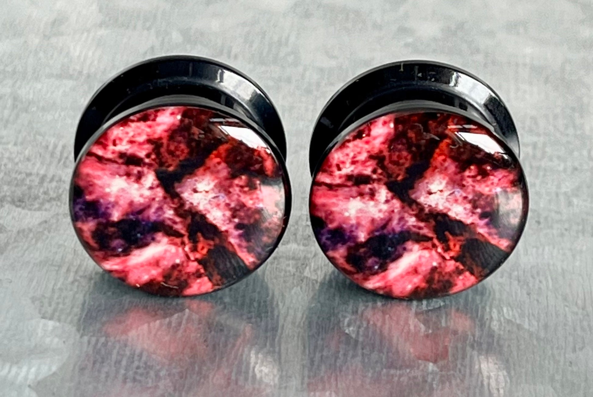 PAIR of Unique Galaxy Outer Space Style Acrylic Screw Fit Plugs - Gauges 2g (6mm) thru 5/8" (16mm) - Available in 5 Styles!