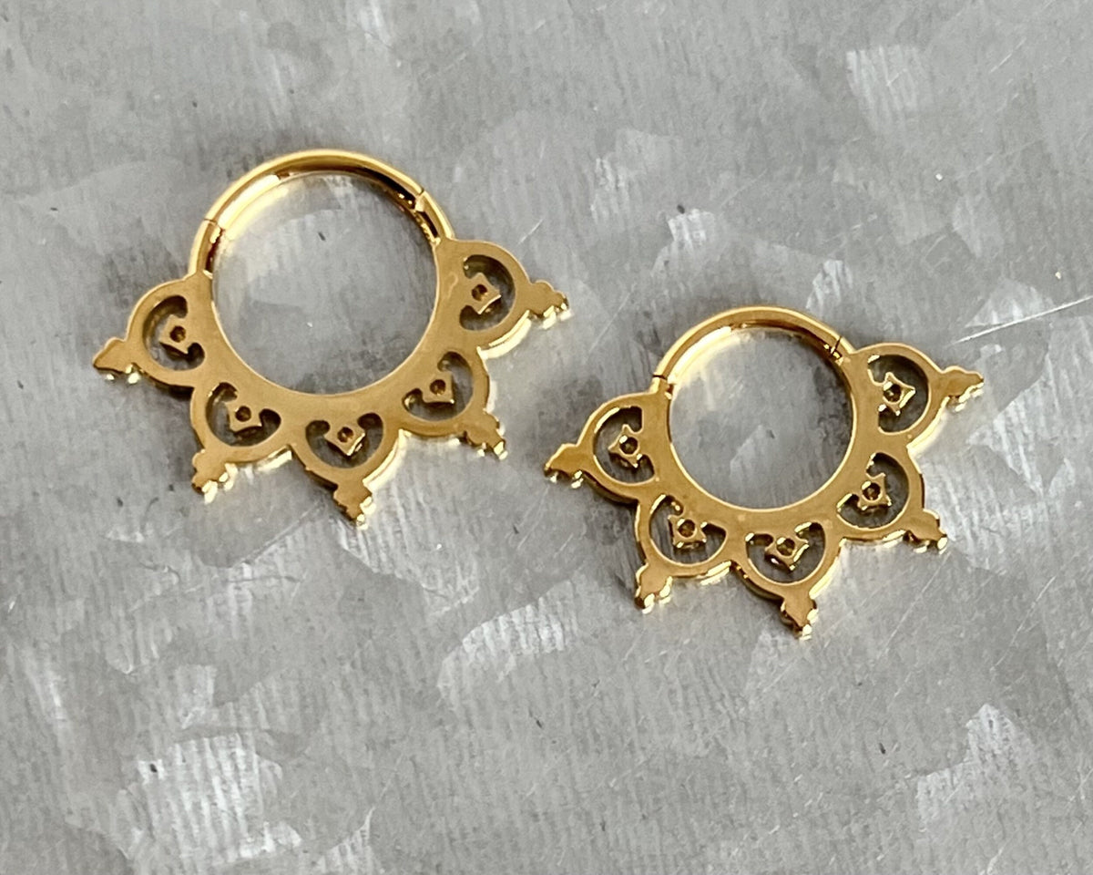 1 Piece Stunning Gem Center Petals Hinged Segment Ring - 16g - 10mm or 8mm - Silver, Gold & Rose Gold Available!
