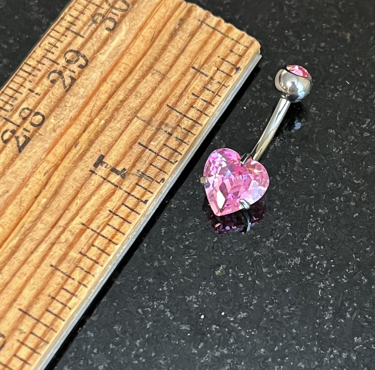 1 Piece Stunning Solid Implant Grade Titanium Heart Gem Navel / Naval Belly Ring - 14g - 10mm - Aqua, Clear, Pink, Red & Purple Available!