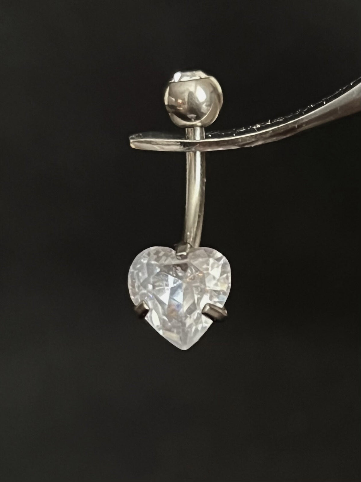 1 Piece Stunning Solid Implant Grade Titanium Heart Gem Navel / Naval Belly Ring - 14g - 10mm - Aqua, Clear, Pink, Red & Purple Available!