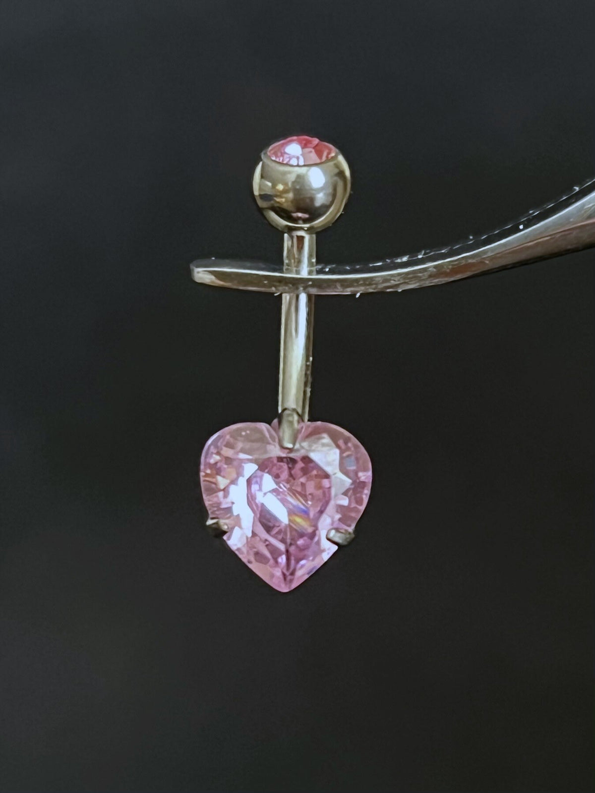 1 Piece Stunning Solid Implant Grade Titanium Heart Gem Navel / Naval Belly Ring - 14g - 10mm - Aqua, Clear, Pink, Red & Purple Available!