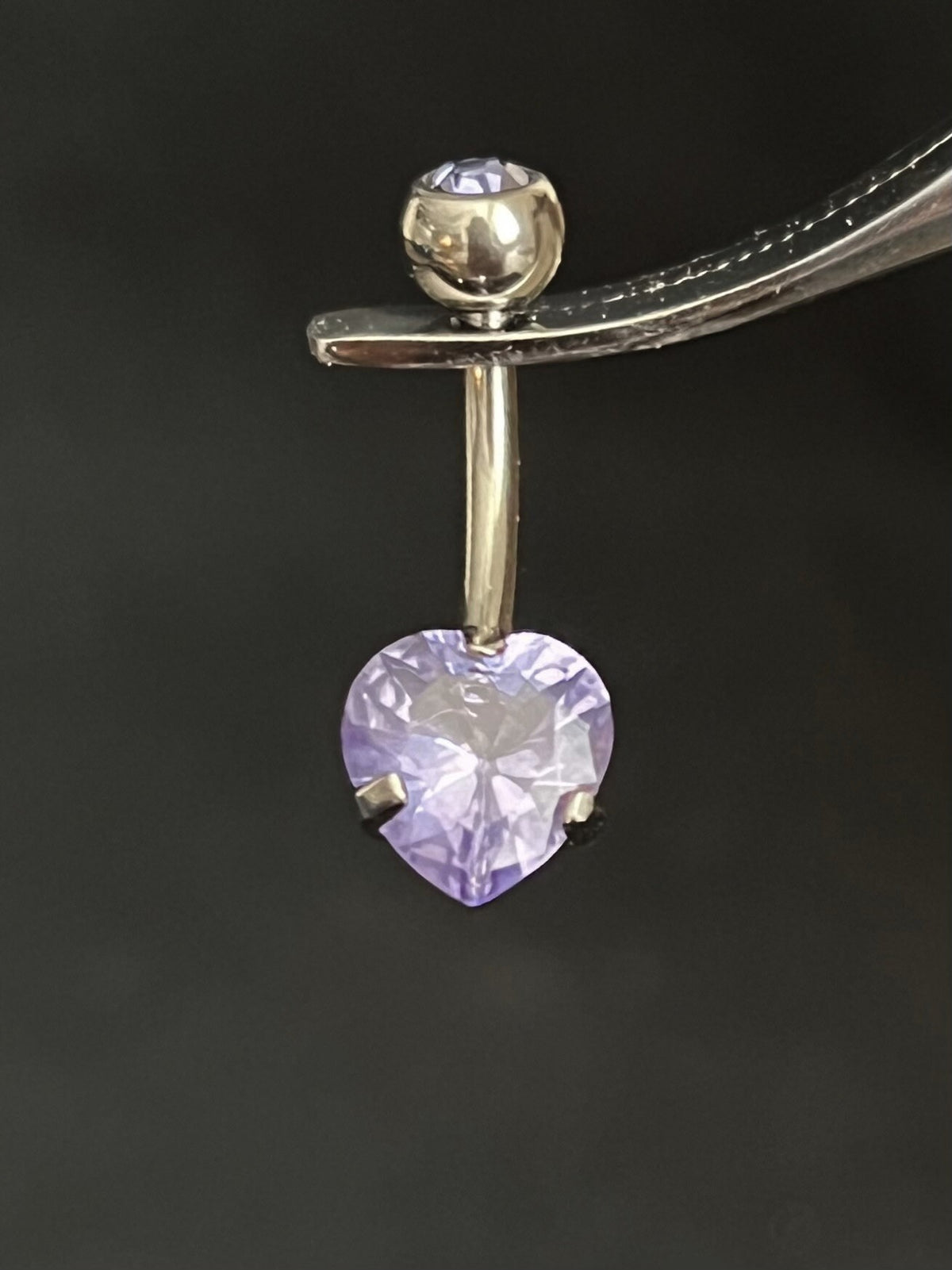 1 Piece Stunning Solid Implant Grade Titanium Heart Gem Navel / Naval Belly Ring - 14g - 10mm - Aqua, Clear, Pink, Red & Purple Available!