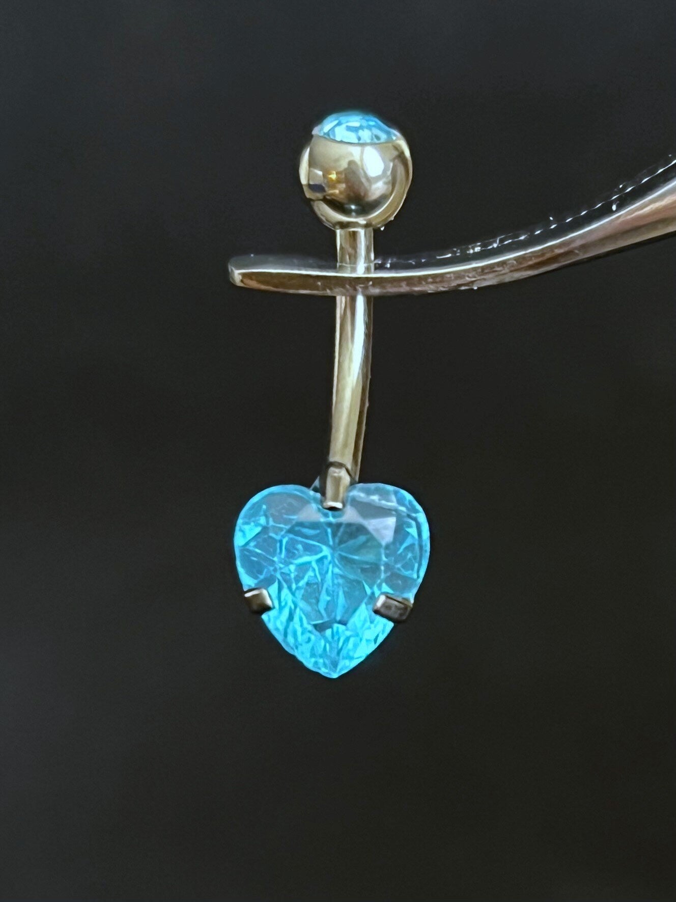 1 Piece Stunning Solid Implant Grade Titanium Heart Gem Navel / Naval Belly Ring - 14g - 10mm - Aqua, Clear, Pink, Red & Purple Available!