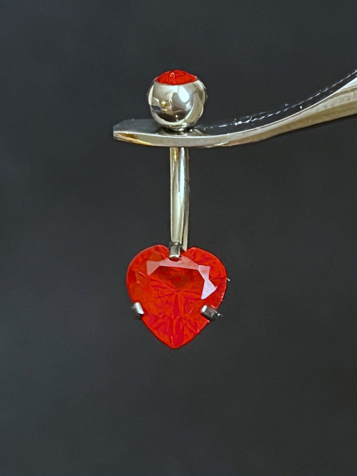 1 Piece Stunning Solid Implant Grade Titanium Heart Gem Navel / Naval Belly Ring - 14g - 10mm - Aqua, Clear, Pink, Red & Purple Available!