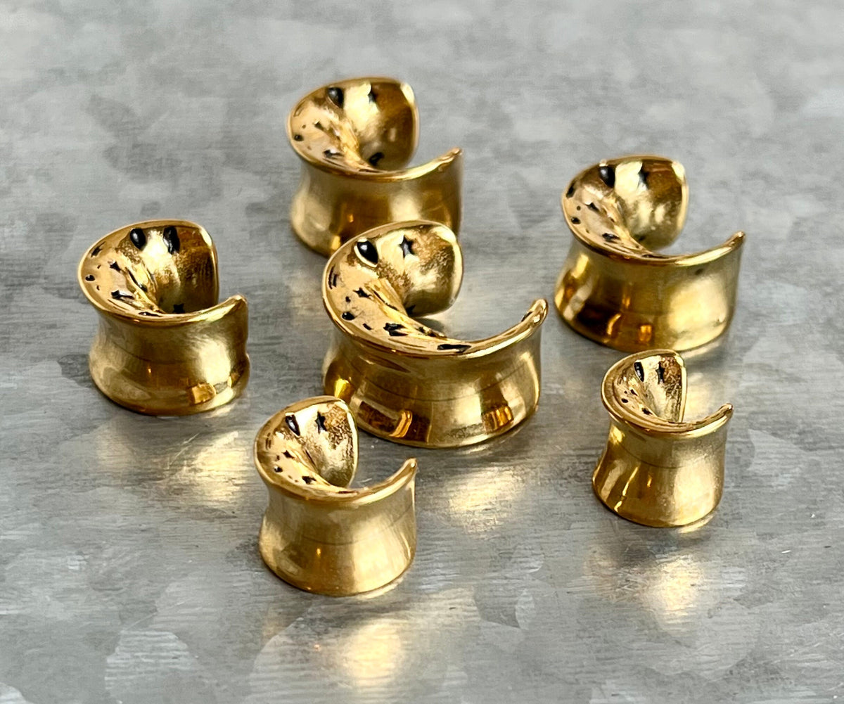 PAIR of Unique Face of the Moon Saddle Surgical Steel Ear Spreaders Hanger-Tunnels/Plugs - Gauges 0g (8mm) thru 16mm available!