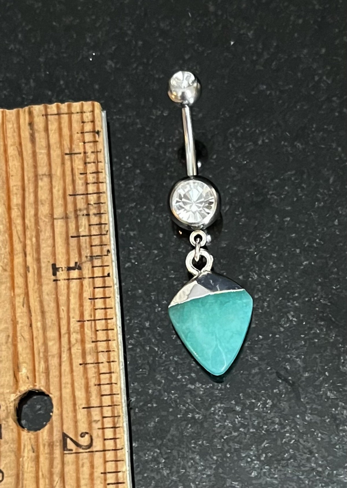 1 Piece Stunning Double Gem Stone Dangle Navel / Naval Belly Ring - 14g - 10mm - Amethyst, Green Jade, Black Agate & Clear Quartz Available!