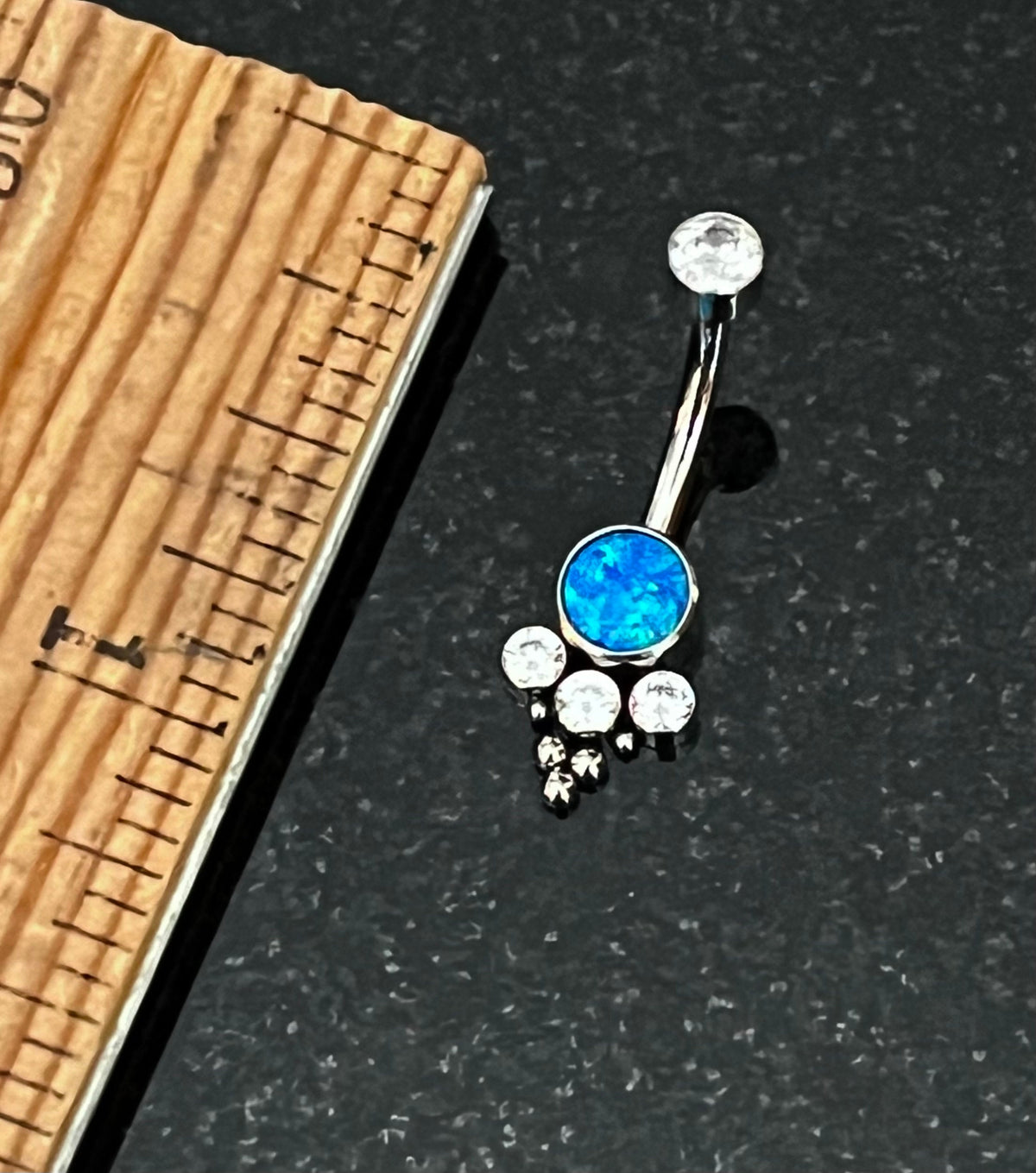 1 Piece Stunning Solid Implant Grade Titanium Trinity Cluster Navel/Naval Belly Ring - 14g - Clear Gem, Aqua, AB & Pink Opalite Available!