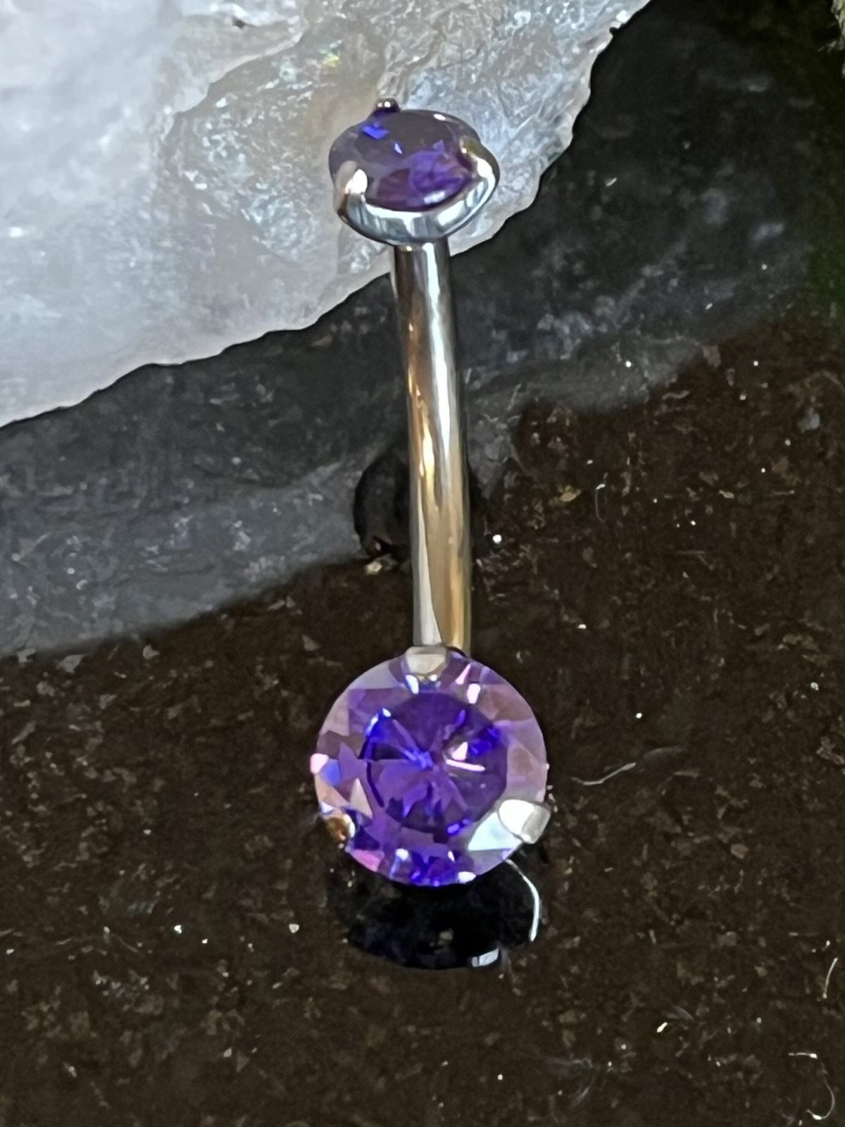1 Piece Solid Implant Grade Titanium Round Gem Internally Threaded Navel/Naval Belly Ring - 14g - Available in a Variety of Colors!