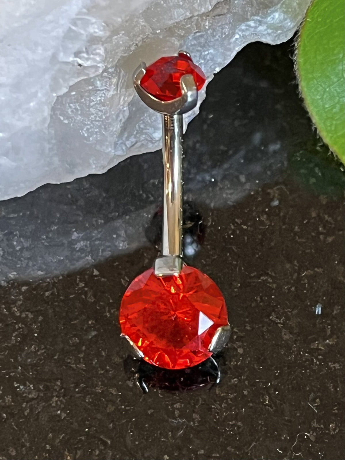1 Piece Solid Implant Grade Titanium Round Gem Internally Threaded Navel/Naval Belly Ring - 14g - Available in a Variety of Colors!