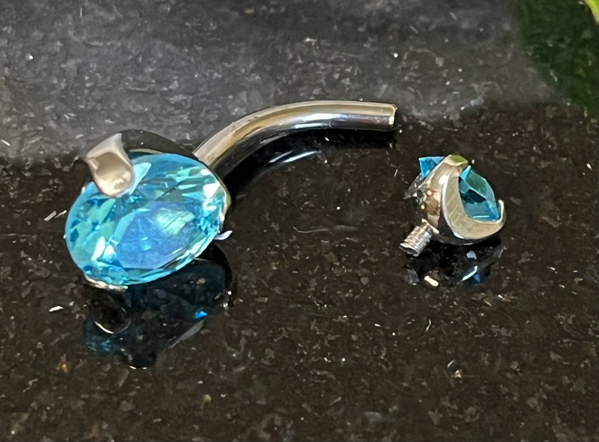 1 Piece Solid Implant Grade Titanium Round Gem Internally Threaded Navel/Naval Belly Ring - 14g - Available in a Variety of Colors!