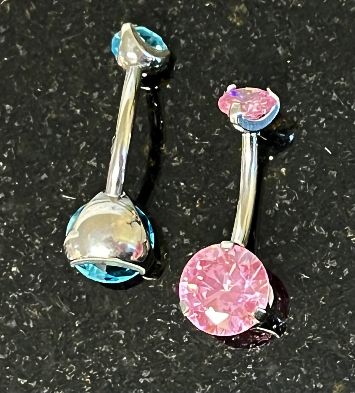 1 Piece Solid Implant Grade Titanium Round Gem Internally Threaded Navel/Naval Belly Ring - 14g - Available in a Variety of Colors!
