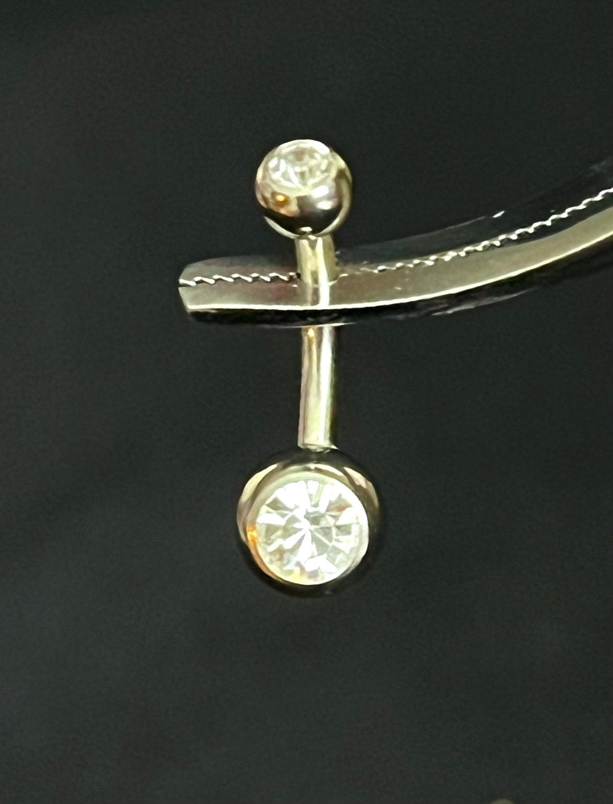 1 Piece Solid G23 Implant Grade Titanium Double CZ Gem Naval / Navel Belly Ring